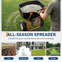 70 LBS Lawn Broadcast Spreader Walk Behind Push 0-10ft Spreading Width Capacity