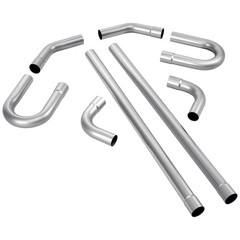 Exhaust Pipe, 8 Pcs 2.25 Inch Mild Steel DIY Custom Exhaust Tubing Straight & U-