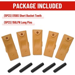 CarBole 5 Pack X156L Short Bucket Teeth & Long Pins Kit for Hensley 156