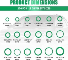 270PCS AC O Ring Kit 18 Sizes Oil Resistant Rubber Sealing Assortment with Box