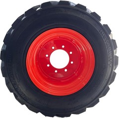 4 New 10-16.5 16PR R-4 Super HD Skid Steer Tires on 16.5×8.25 Orange Steel Rims