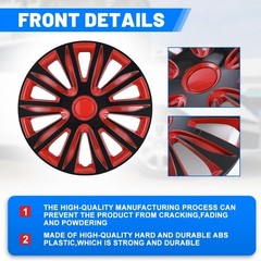 15″ Hubcaps Set of 4 Black Orange Lacque ABS Wheel Rim Cover for Iron Hub W5083