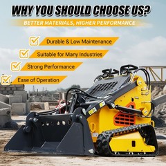 Mini Skid Steer Loader 24HP 4-in-1 Bucket 3-Stage Pump Hydraulic System Upgraded