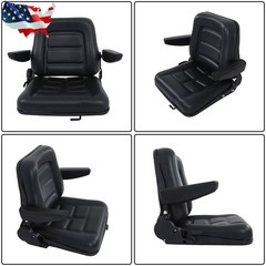 Adjustable Backrest Lawn Mower Tractor Seat Forklift Excavator Seat w/ Armrests