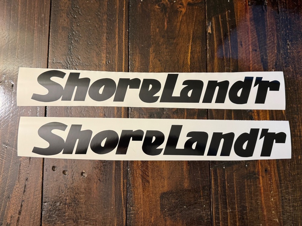 Shorelandr Boat Trailer Decals (Set of 2) White Or Black Shorelander 12″-36″