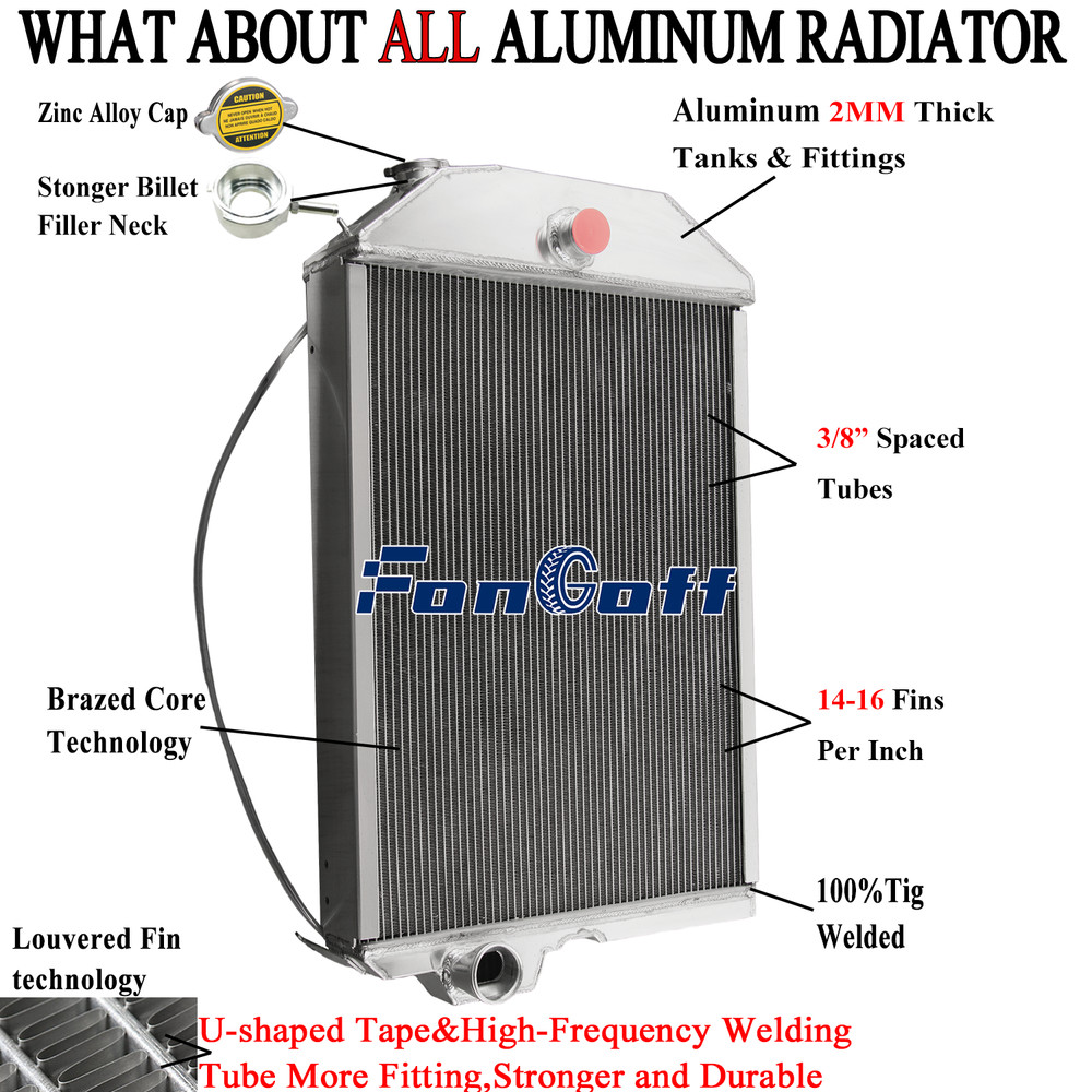 4 Row 70mm Tractor Full Aluminum Radiator For John Deere 4440 AR79501 RE21897