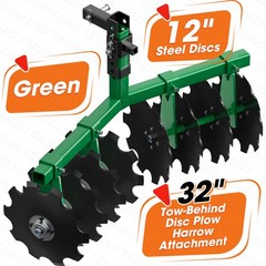 32″ Cut Width ATV/UTV Disc Plow Harrow With 2″ Receiver Hitch Heavy Duty Attach