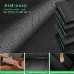 Ford Ranger Car Seat Covers 2007-2026 Waterproof Leather Airbag 2 Front Black
