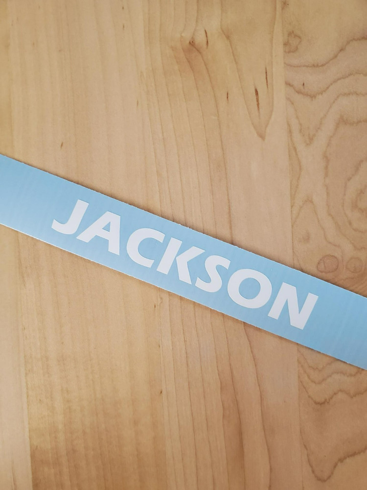 JACKSON Last name decal sticker vinyl (2) PAIR Gloss WHITE 24″ FAST USA
