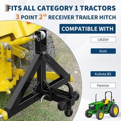 3 Point Hitch Receiver – 2″ Receiver & Towing Ball Mount for Implements Hauling