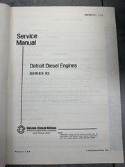 Detroit Diesel Engines Series 92 Service Manual; ALLISON 1975 Book and Diagrams