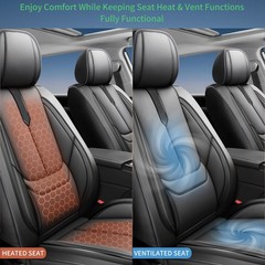 Ford Ranger Car Seat Covers 2007-2026 Waterproof Leather Airbag 2 Front Black