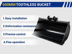 600mm Smooth Edge Bucket for 1-1.8T Mini Excavator, With Pin, Free Shipping USA