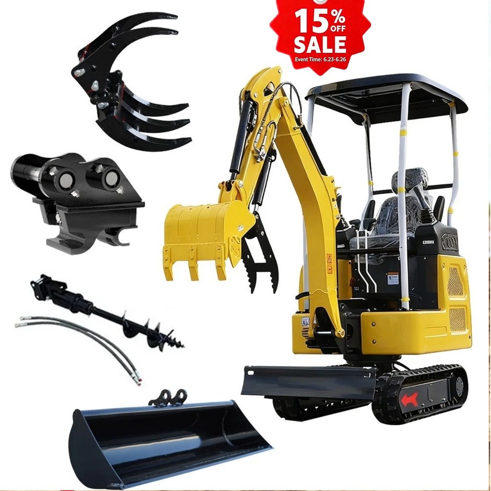 4000lbs Mini Excavator Kubota D722 Engine Pilot System with 6 Attachments USA