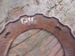 1) USED F345 STEEL CAST IRON Burch Tru Blue Black Hawk PLANTER Seed PLATE F 345