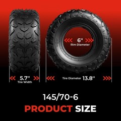 145/70-6 6PR Tubeless Street Mini Bike ATV Tires 2-Pack CC100X CT100U
