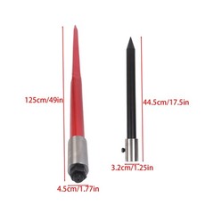 Hay Spear Attachment 49″ 3000-Lbs Capacity Bale Fork W/ 2 Stabilizer Spears Red