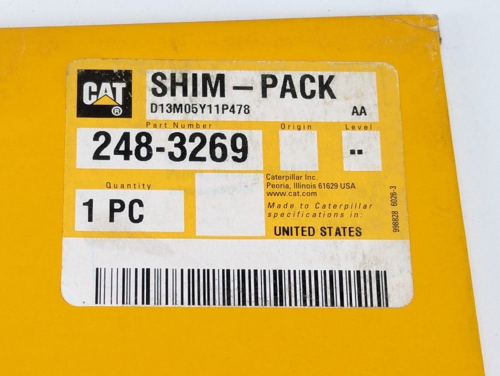 Genuine CAT OEM 248-3269: 1.1MM THICK STEEL SHIM PACK Caterpillar