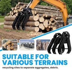Excavator Attachment Grapple Wood, Metal and Stone Mini Grapple