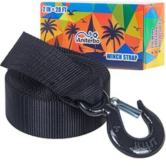 Boat Winch Strap with Hook 2″ x 20′ – 11,000 lbs Break Strength Heavy Duty Ma…