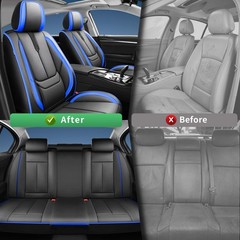 Ford Bronco Sport 2021-2025 Seat Covers Leather Waterproof Full Set Black-Blue