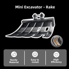 Rake Attachment For Mini Excavator 1 Ton To 1.5Ton Digger 5 Tooth with Two Pins