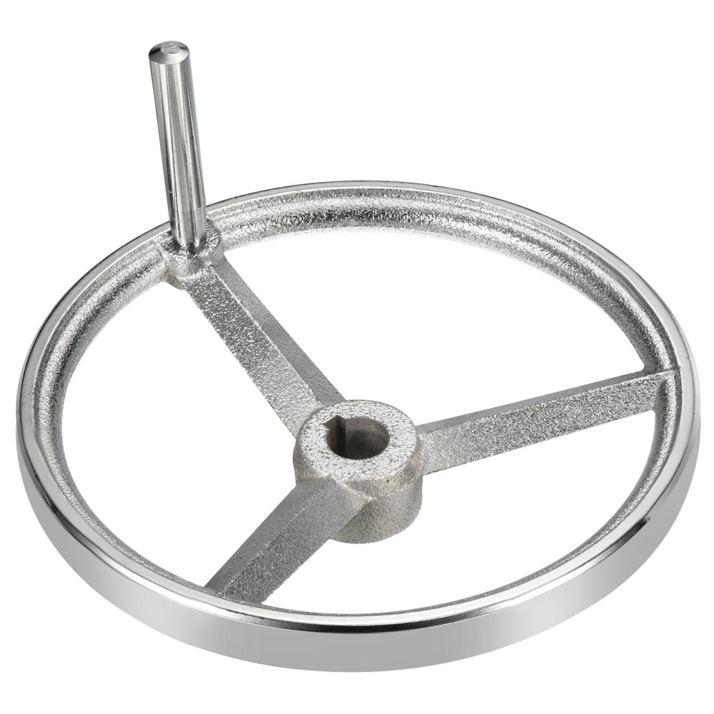 200mm 8 Inch Diameter Rotary Handwheel Cast Iron Chrome Plated with Handle