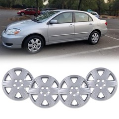 15 Inch Snap On Hubcaps for Toyota Corolla 2005-2008 Silver Steel Wheels