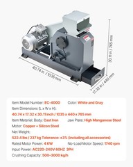 VEVOR Jaw Crusher 7.87 x 9.65 inch Feed Size Stone Rock Crushing Machine 220V