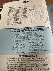 Alameda Thread Gages Buyer’s Handbook of Prices,Specifications