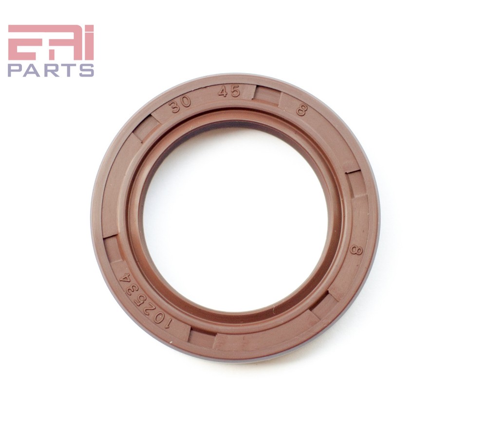 EAI 30x45x8mm FPM/FKM Oil Shaft Rotary Seal w/ Stainless Steel Spring Dbl Lip