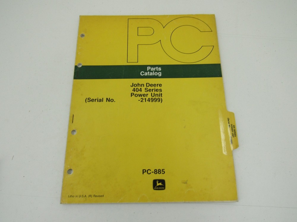 John Deere 404 Series Power Unit Parts Catalog SN – 214999 PC-885