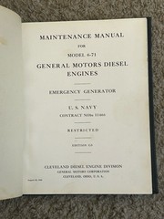 1944 General Motors Diesel Engines Navy Model 6-71 Generator Maintenace Manual