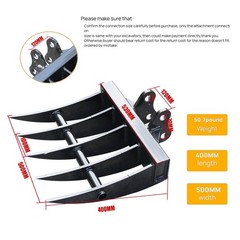 Rake Attachment For Mini Excavator 1 Ton To 1.5Ton Digger 5 Tooth with Two Pins
