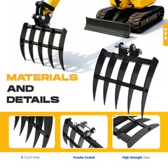 Rake Attachment Tools For Mini Excavator 1-1.5 Ton Excavator Digger Heavy-duty