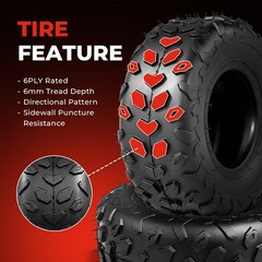 145/70-6 6PR Tubeless Street Mini Bike ATV Tires 2-Pack CC100X CT100U