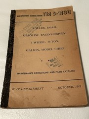 War Department Technical TM 5 – 1100 1943 Roller Road Gasoline Engine Driven