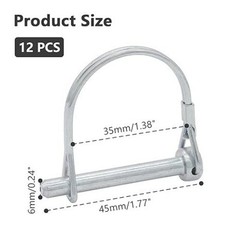 12 Pcs 1/4 x 1-3/4 Inch Wire Lock Pins, Heavy Duty Zinc Plated Pto Hitch Pin Arc