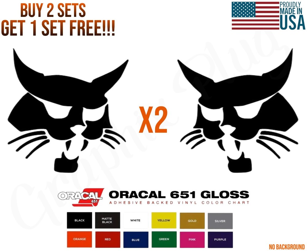 Bobcat Logo Vinyl Decal / Sticker 2-Pack for Skid Steers, Excavators, Implements