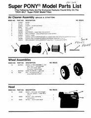 PARTS MANUAL FITS 1976-1982 Troy Bilt PONY I & II TILLER #P17485-P95831