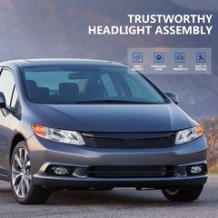 Headlight Assembly For Honda Civic 2012-2015 Driver and Passenger Side