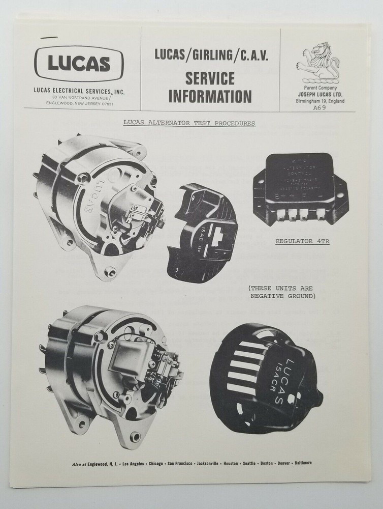 1968 Lucas Girling Service Information Ignition Kits Brochure Catalog