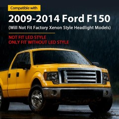 Pair Headlights for Ford F150 2009-2014 Black Housing Amber Reflector DL3Z13008A
