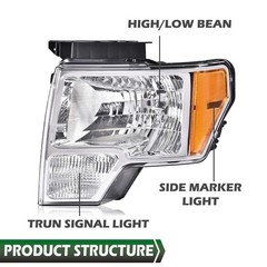 4PCS Headlights Tail Lights for Ford F150 2009-2014 DL3Z13008A Clear Lens Chrome