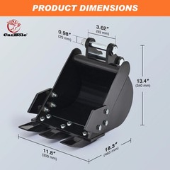 12inch/300mm Digging Bucket Attachment For Mini Excavator Trench Buckets w/Teeth
