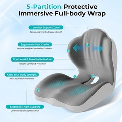 Serdyes Seat Cushion Lumbar Support Pillow For Truck Driver Memory Foam Chair