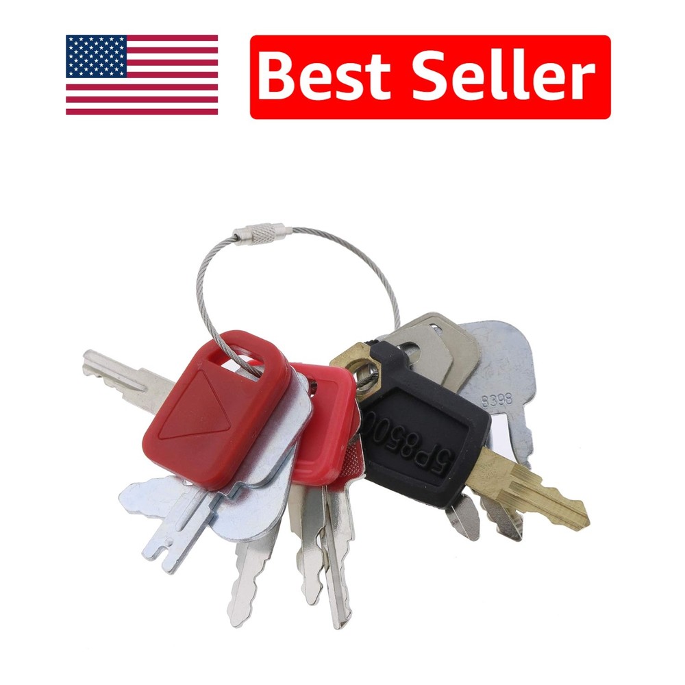 Universal 10 Heavy Equipment Ignition Keys with Key Ring – Durable Copper Build
