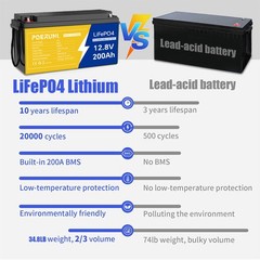 300Ah 12V LiFePO4 Lithium Battery 3840Wh Built-in BMS Deep Cycle Marine RV Solar