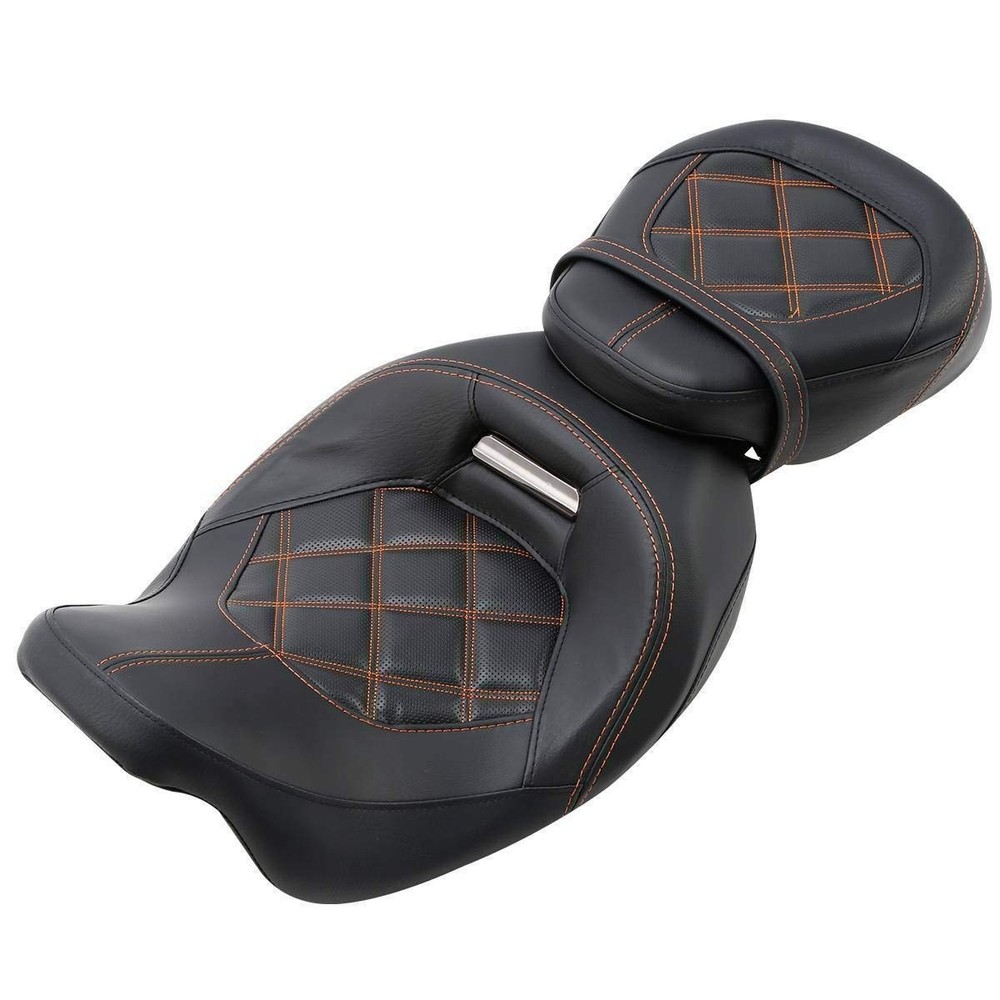 Detachable Two Up Motorcycle Seat Touring Road King Special FLHRXS Black Orange
