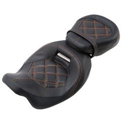 Detachable Two Up Motorcycle Seat Touring Road King Special FLHRXS Black Orange